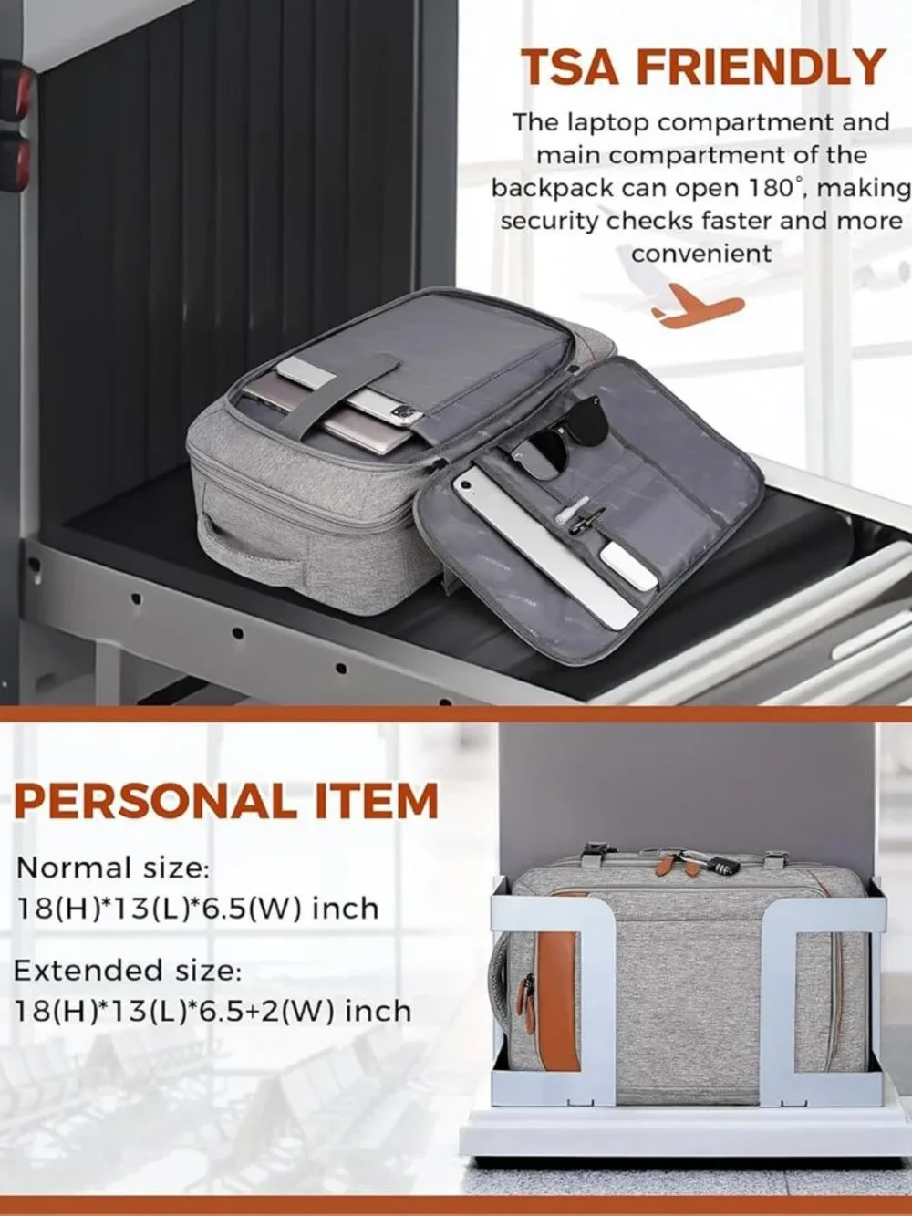 Expandable Travel Backpack with Packing Cubes, Flight Approved 40L, Fits 17.3